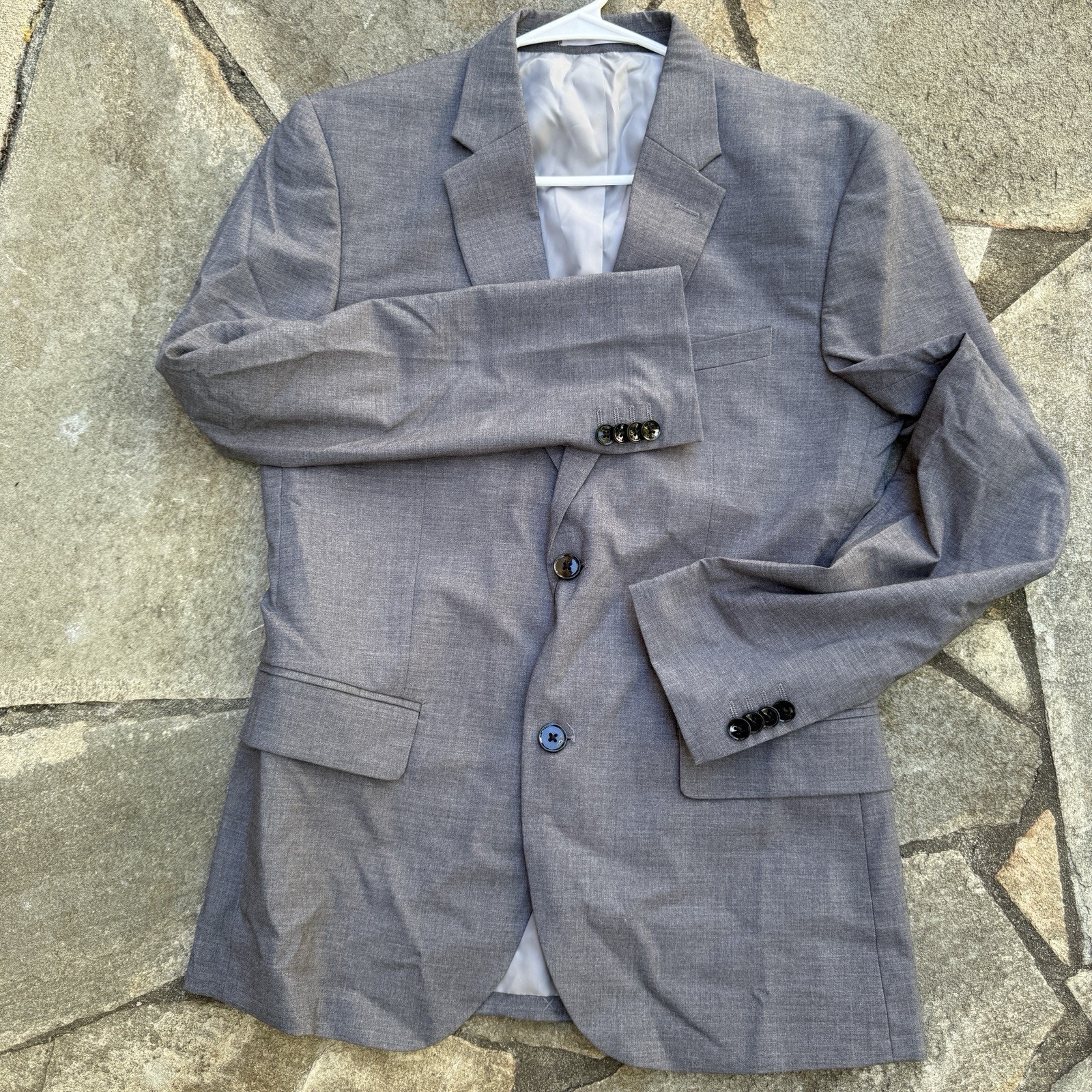 Hm Mens Blazer 38 Regular Gray Skinny Fit Sport Coat Jacket Neutral Minimalist